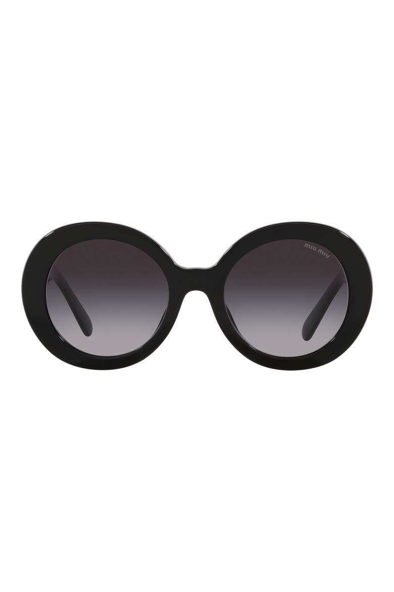 55mm Round Sunglasses, Alternate, color, BLACK