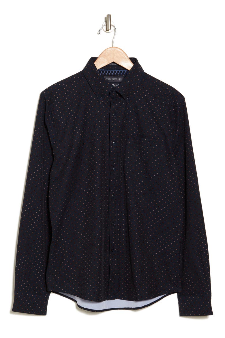Polka Dot Long Sleeve Button-Up Shirt, Alternate, color, NAVY/ MUSTARD