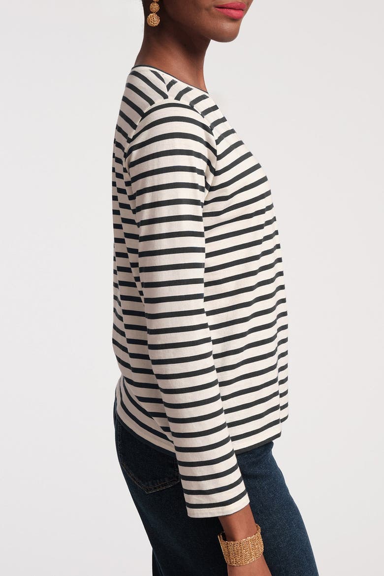 Long Sleeve Striped T Shirt, Alternate, color, Oyster/Black