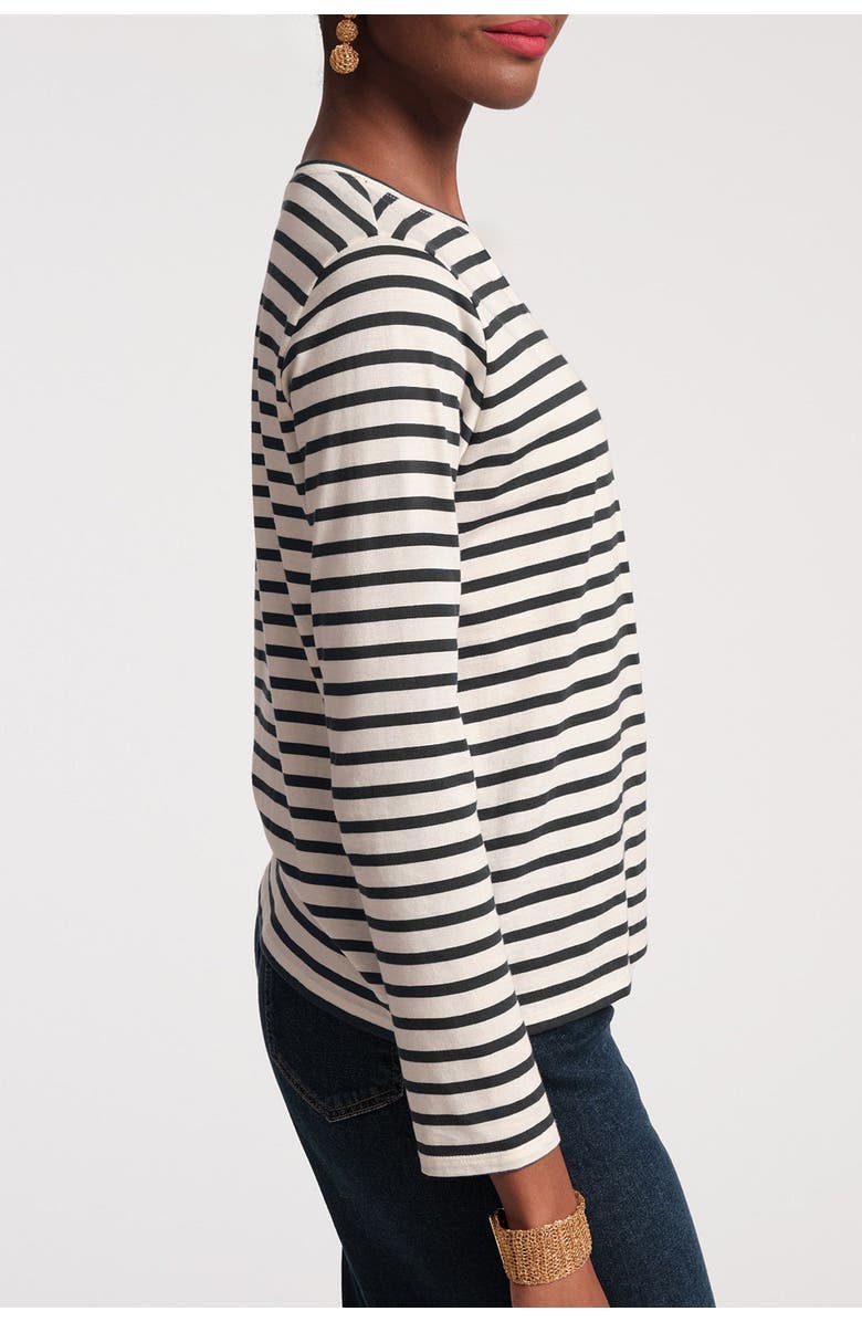 Frances Valentine Long Sleeve Striped T Shirt, Alternate, color, Oyster/Black