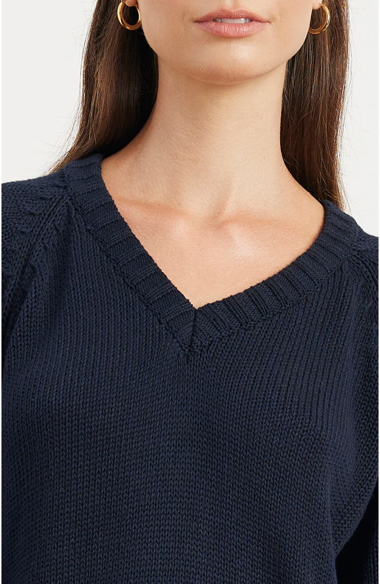 Paneros Clothing Selene V Neck Cotton Sweater, Alternate, color, Midnight Navy