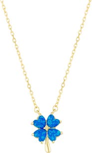 Spero London Blue Opal Four Leaf Clover Sterling Silver Necklace