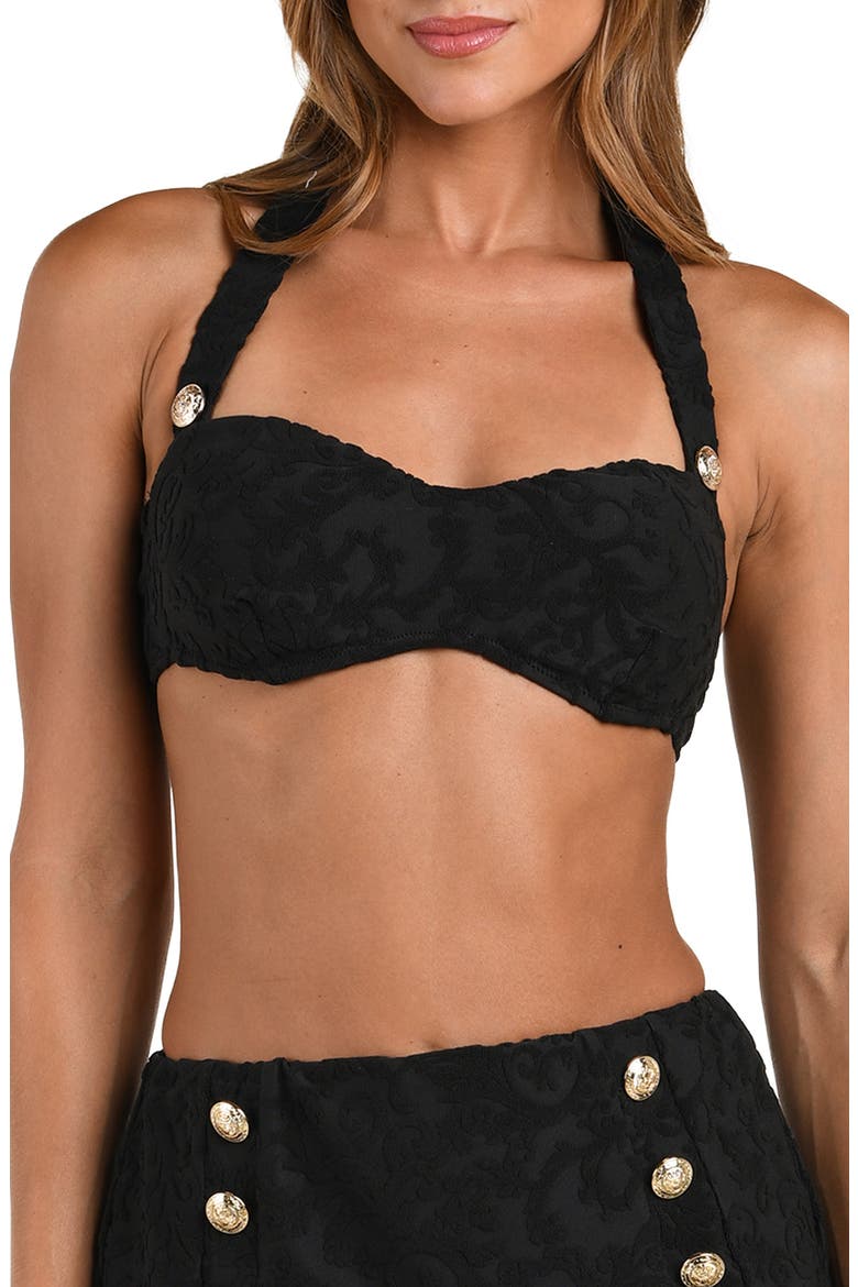 Sally Ornate Terry Underwire Bikini Top, Main, color, BLACK