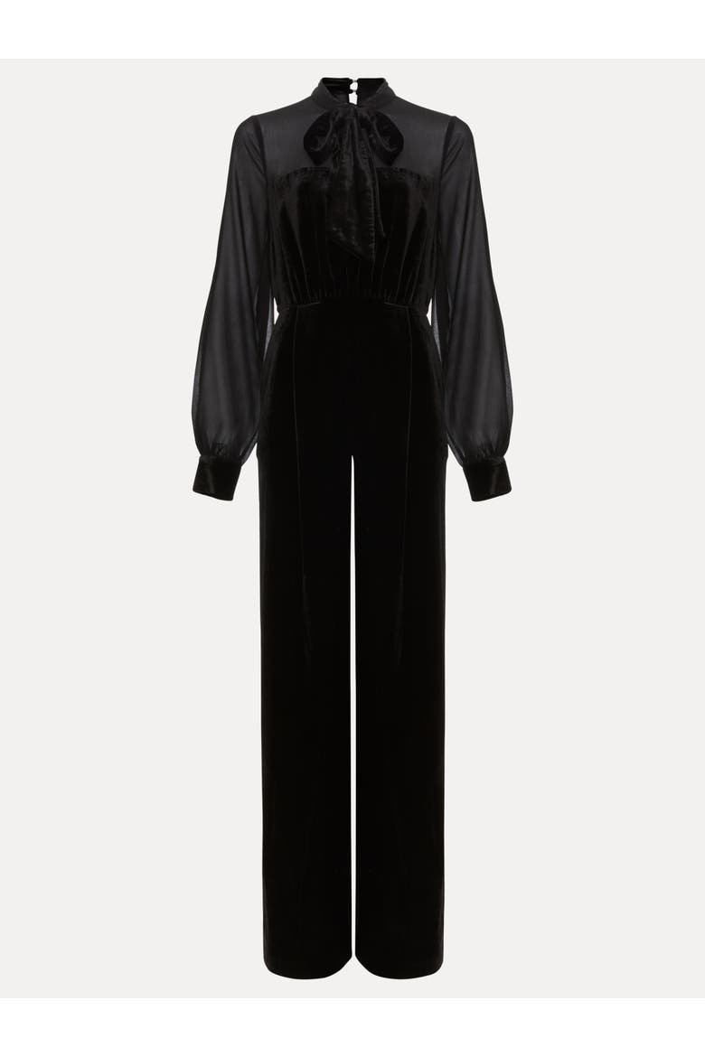 Magie Velvet Tie Neck Jumpsuit, Alternate, color, Black