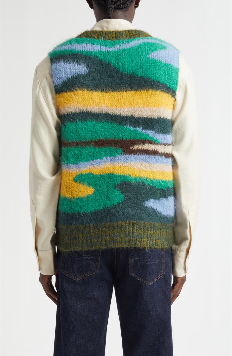 The Elder Statesman Topo Jacquard Suri Alpaca Blend Sweater Vest, Alternate, color, Green Multi