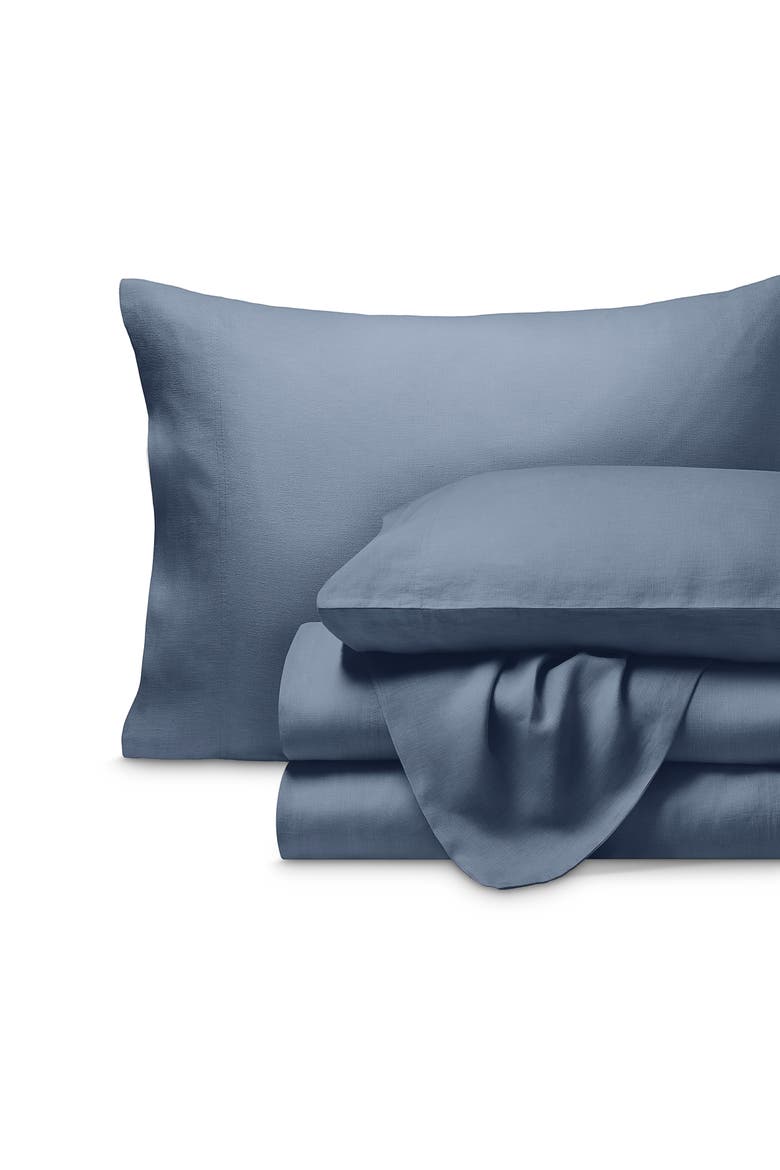 100% European Linen Sheet Set, Main, color, Indigo