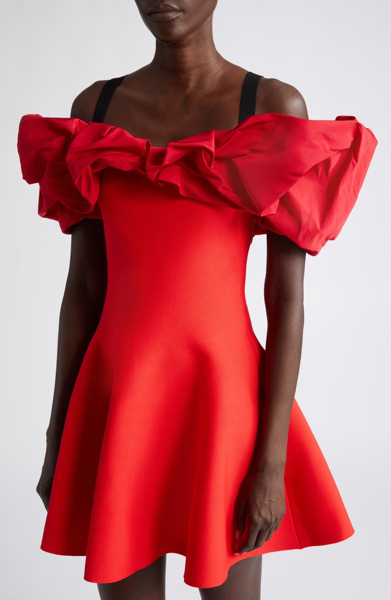 McQueen Ruffle Cold Shoulder Minidress, Alternate, color, 