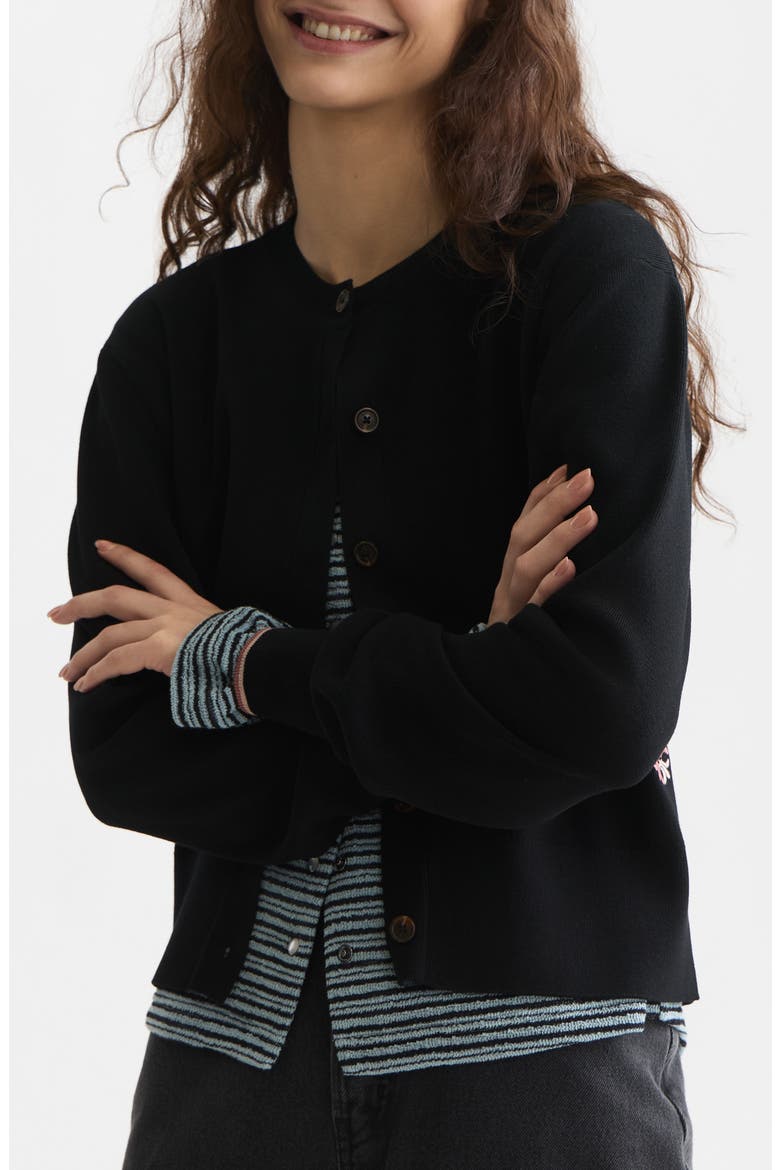 Compact Relaxed Fit Button Front Cardigan, Alternate, color, METEORITE