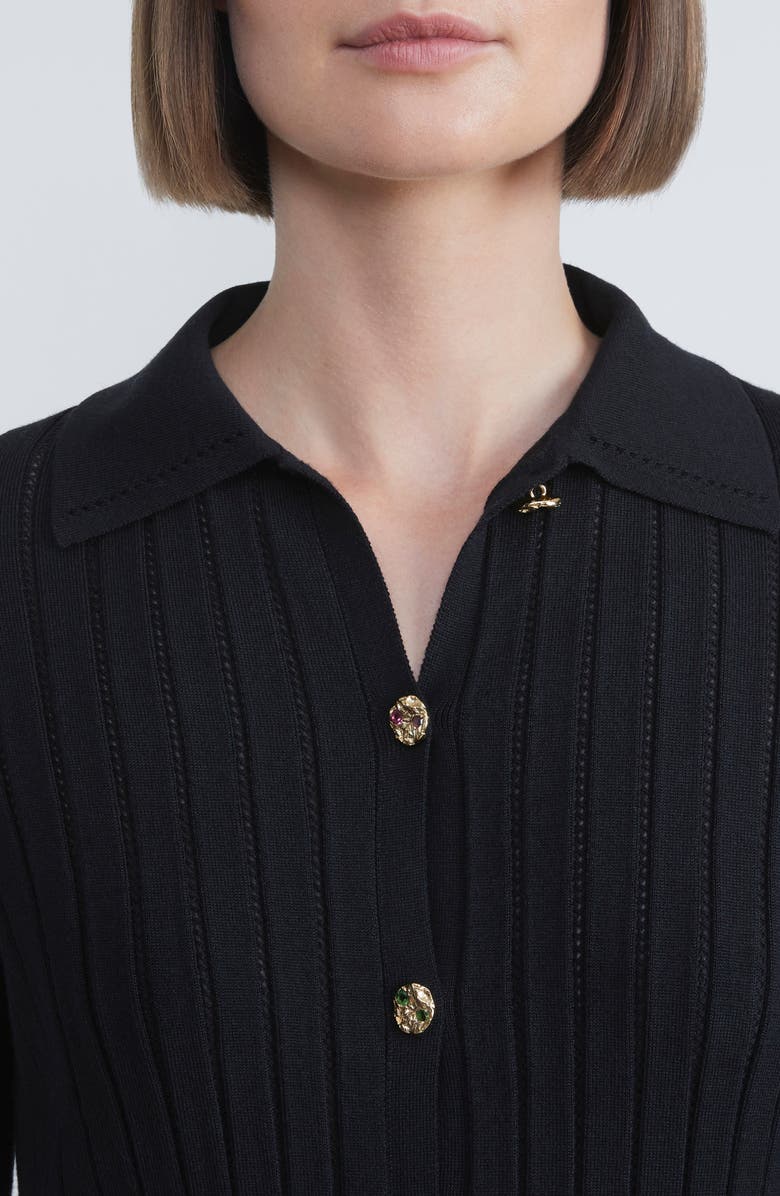 Lafayette 148 New York Jeweled Button Rib Cardigan, Alternate, color, 