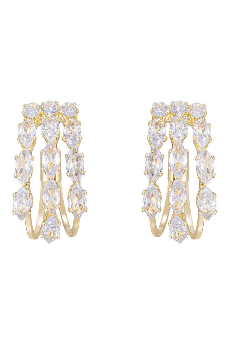 Crystal Huggie Hoop Earrings, Main, color, GOLD