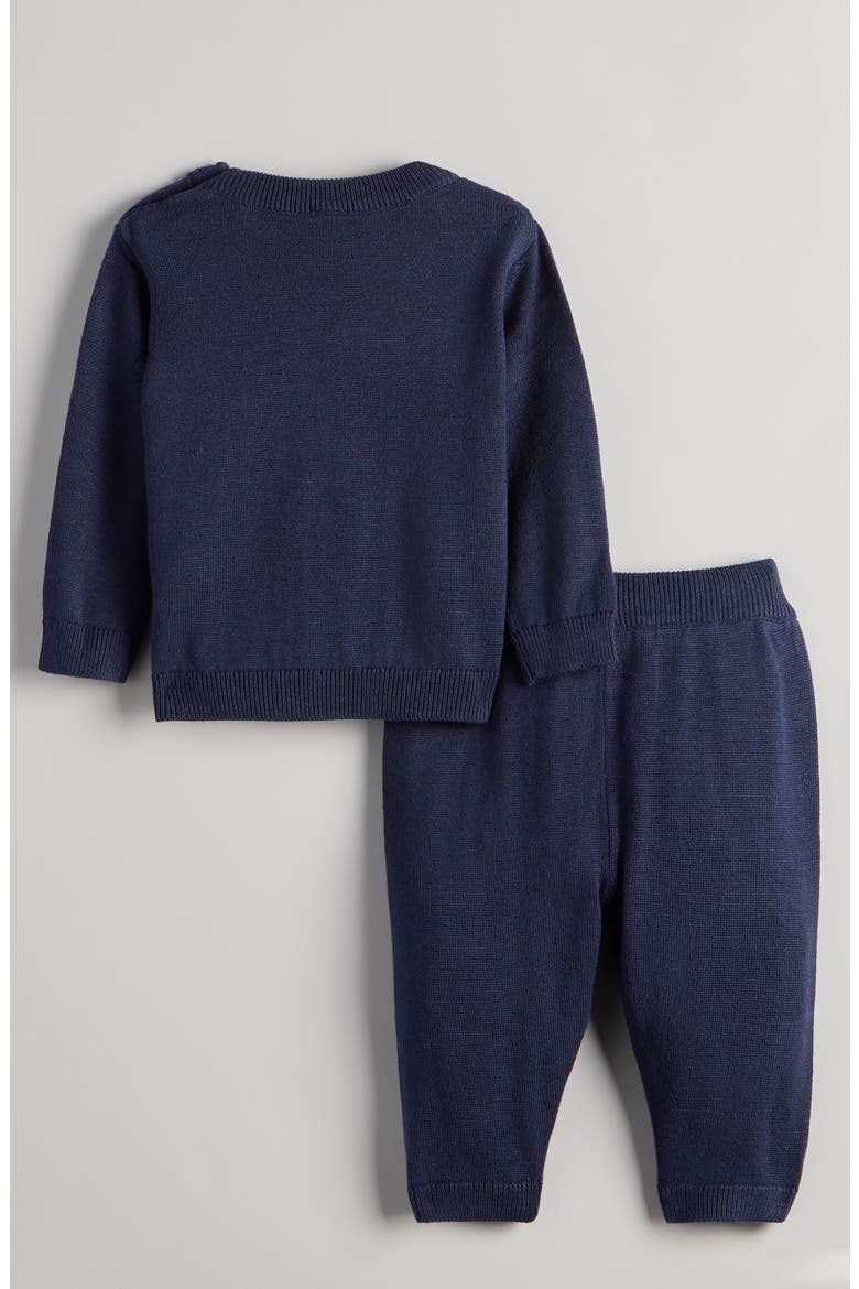 Motif Sweater & Pants Set, Alternate, color, NAVY PEACOAT BEAN PUP