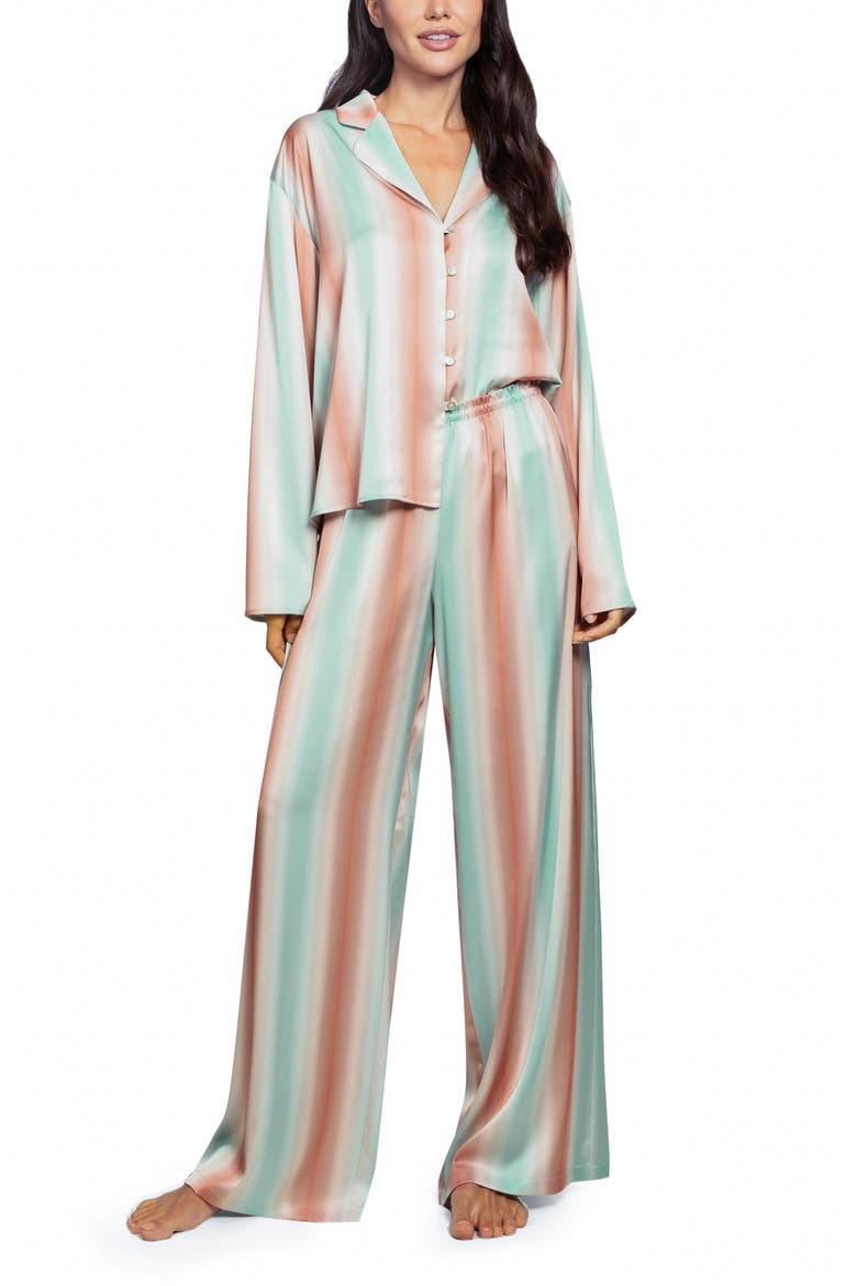 Stripe Satin Pajamas, Alternate, color, MINT