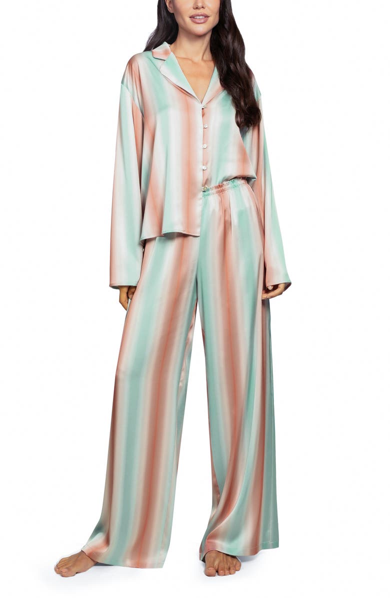 Midnight Bakery Stripe Satin Pajamas, Alternate, color, Mint