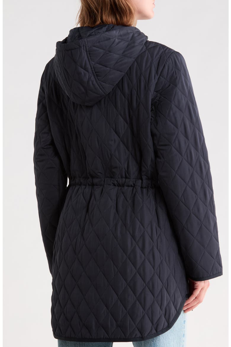 Cinched Waist Quilted Hooded Jacket, Alternate, color, NAVY