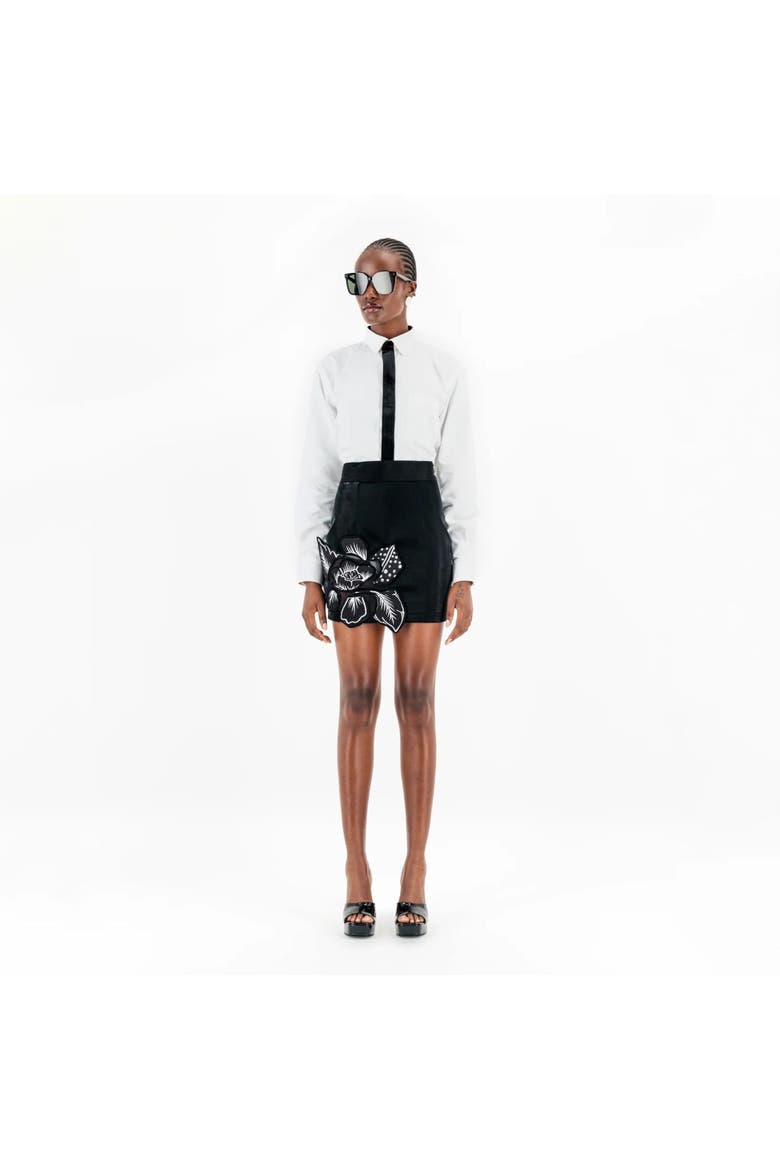 Velvet Patch Long Sleeve Botton Up Shirt, Alternate, color, White