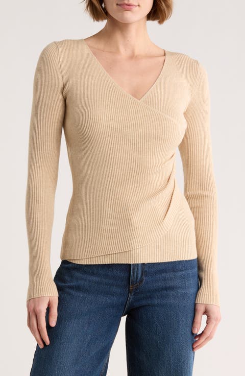 Faux Wrap Knit Sweater