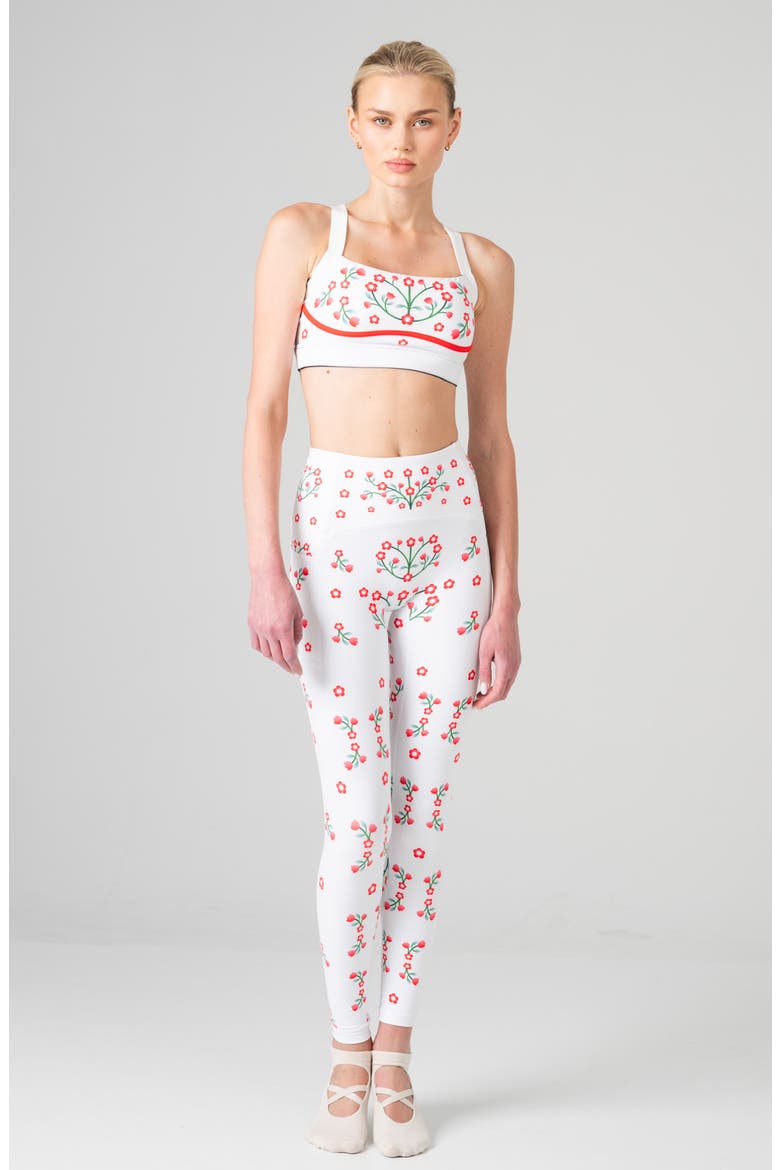 Day Garden High-Waisted Leggings, Alternate, color, White