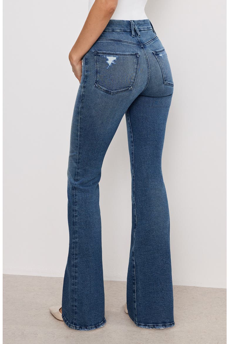 Good Legs High Waist Ripped Flare Leg Jeans, Alternate, color, INDIGO745