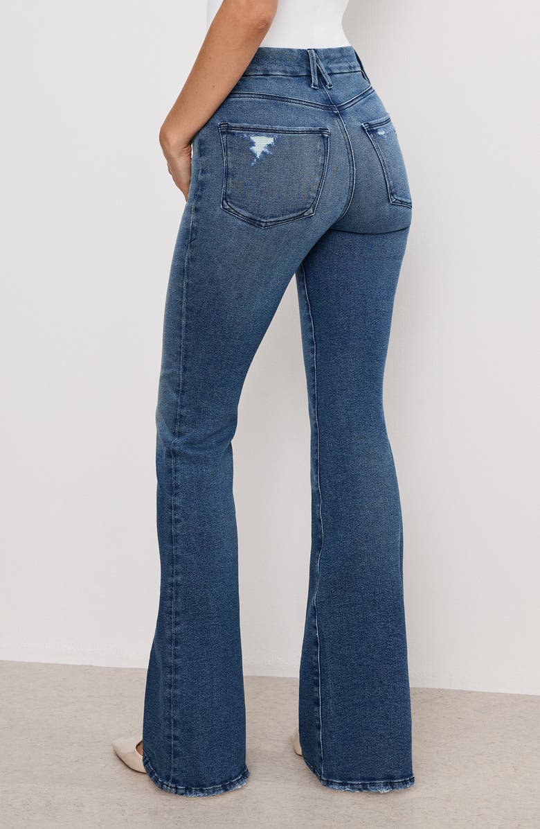 Good American Good Legs High Waist Ripped Flare Leg Jeans, Alternate, color, 