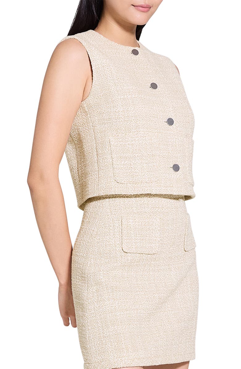 Theory Crop Tweed Vest, Alternate, color, Taupe Multi