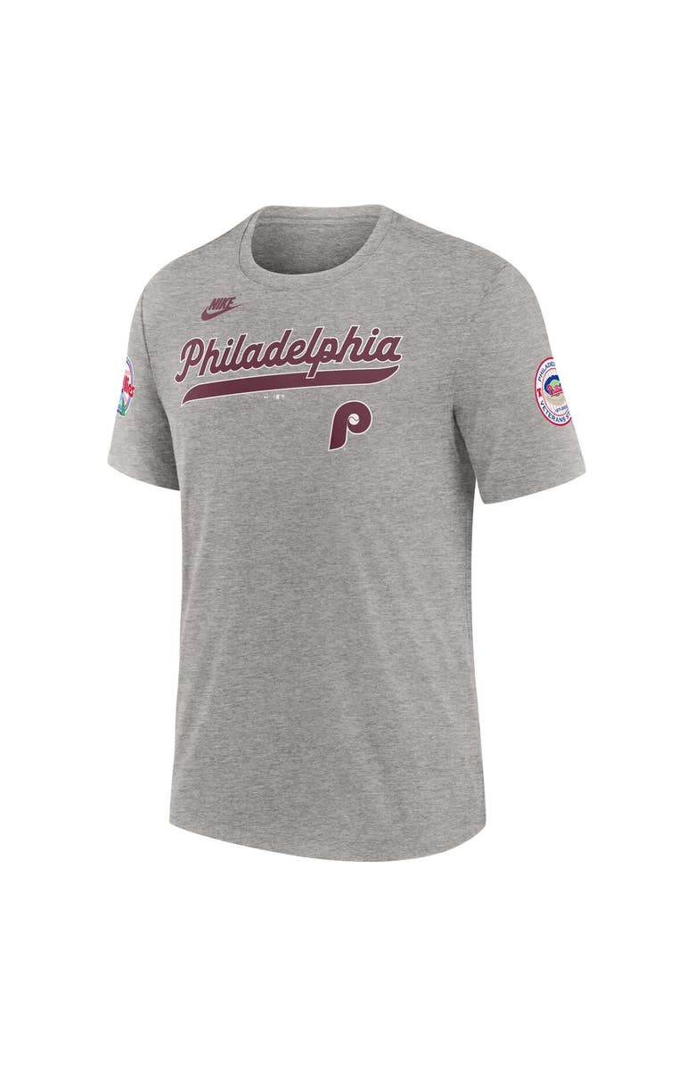 Nike Men's Nike Heather Gray Philadelphia Phillies Cooperstown Collection Eras Tri-Blend T-Shirt, Alternate, color, Heather Gray