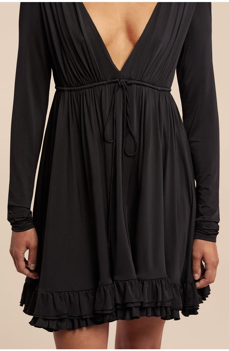 Rebecca Taylor Babydoll Long Sleeve Dress, Alternate, color, Black