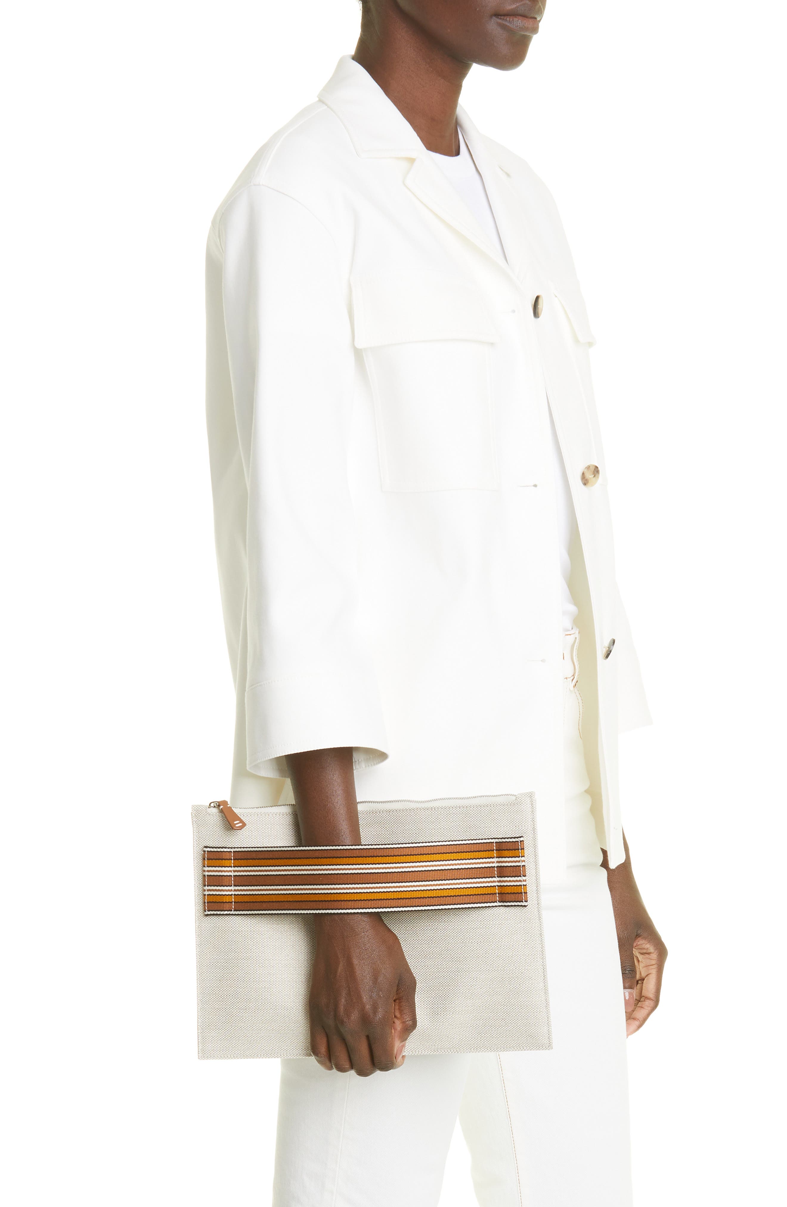 Loro Piana The Suitcase Stripe Linen & Cotton Pouch, Alternate, color, 