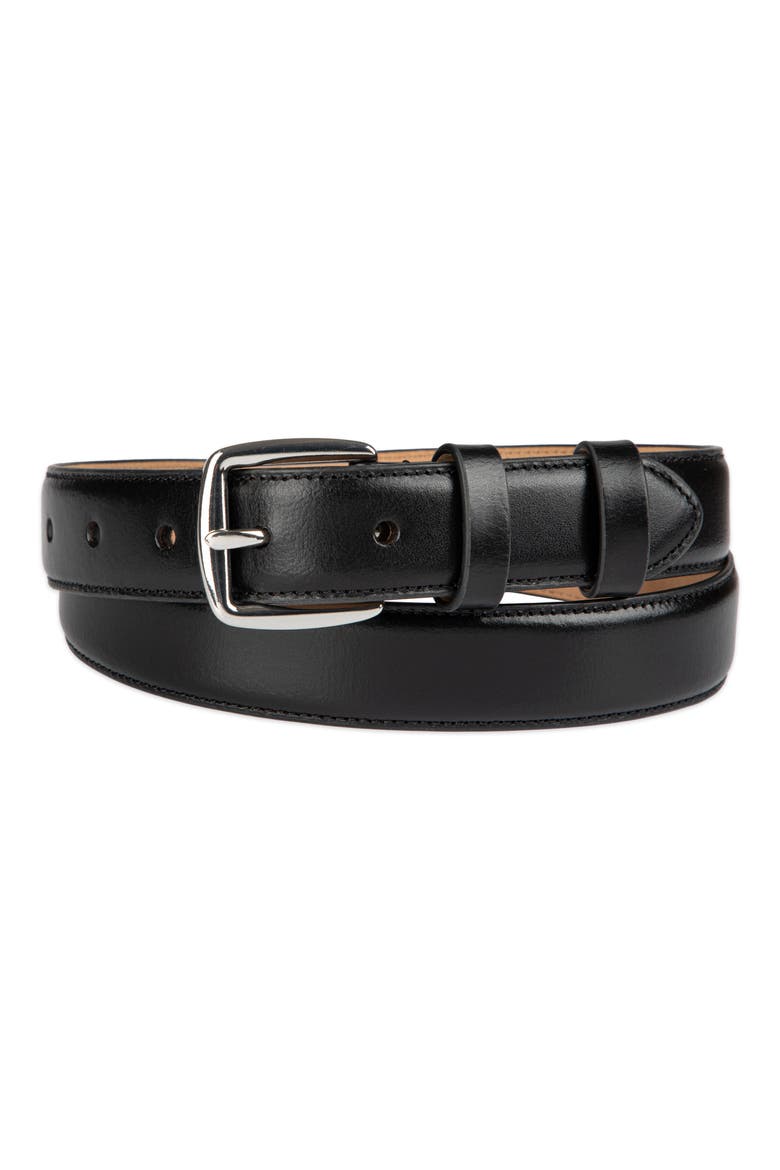 Feather Edge Leather Belt, Alternate, color, BLACK