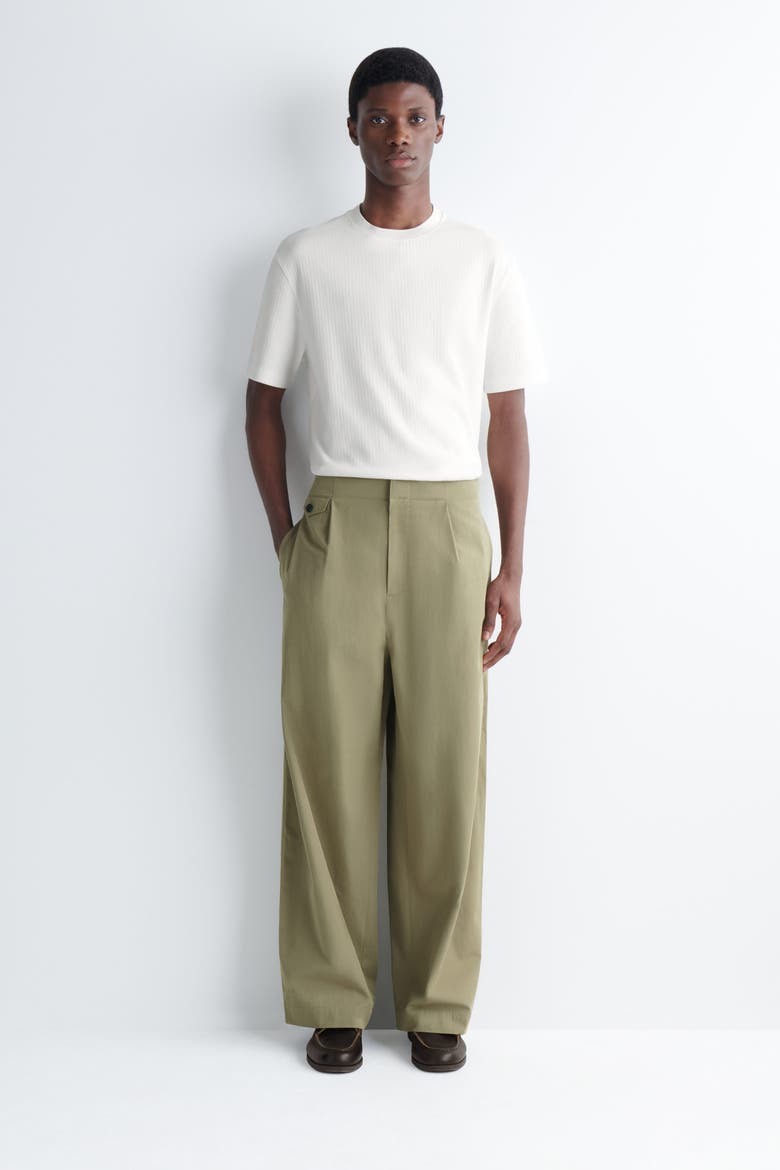 Pocket-detail Relaxed-fit Wide-leg Pants, Main, color, KHAKI