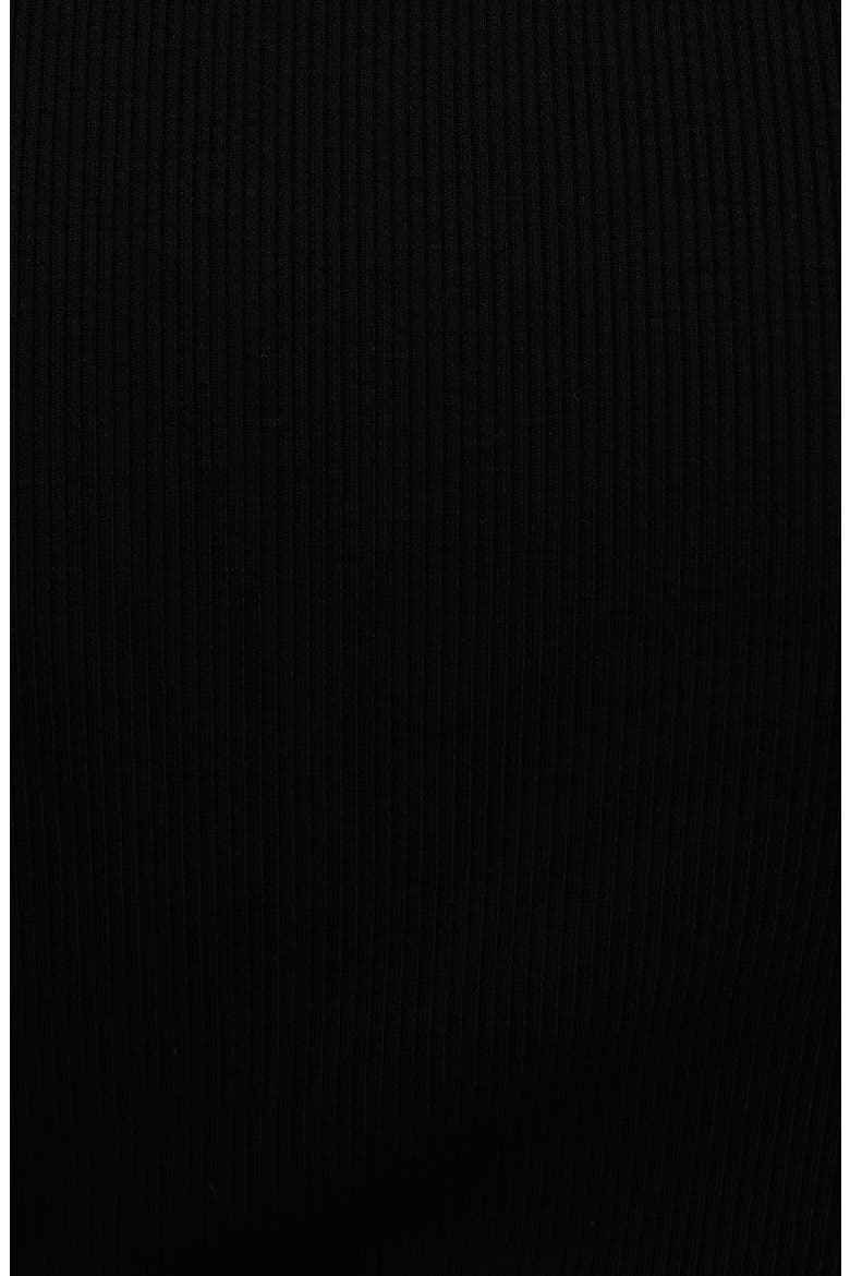 Scallop Trim Short Sleeve Ribbed Top, Alternate, color, BLACK
