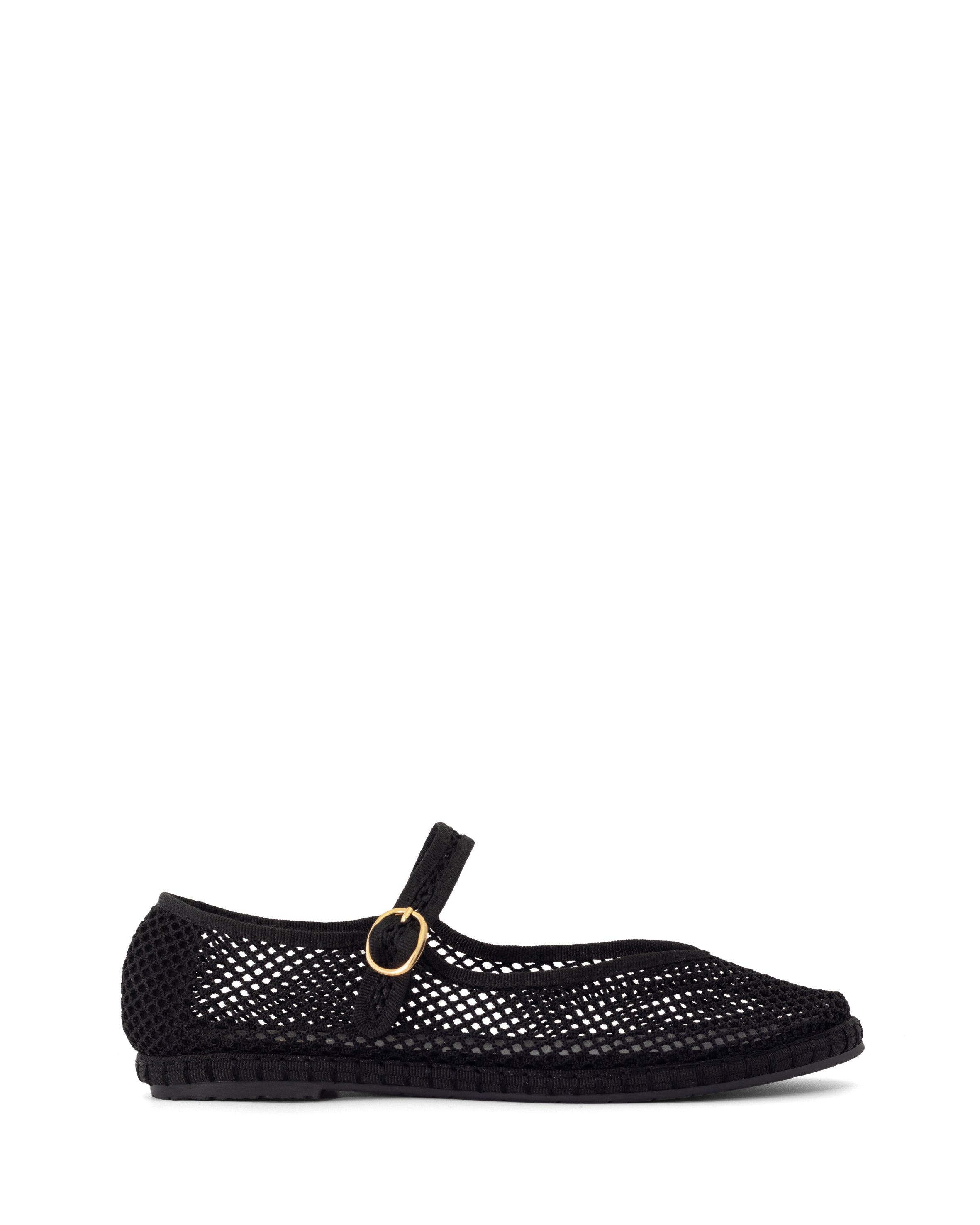 ALICANTE Round Toe mary jane ballet flats, Alternate, color, Black Mesh