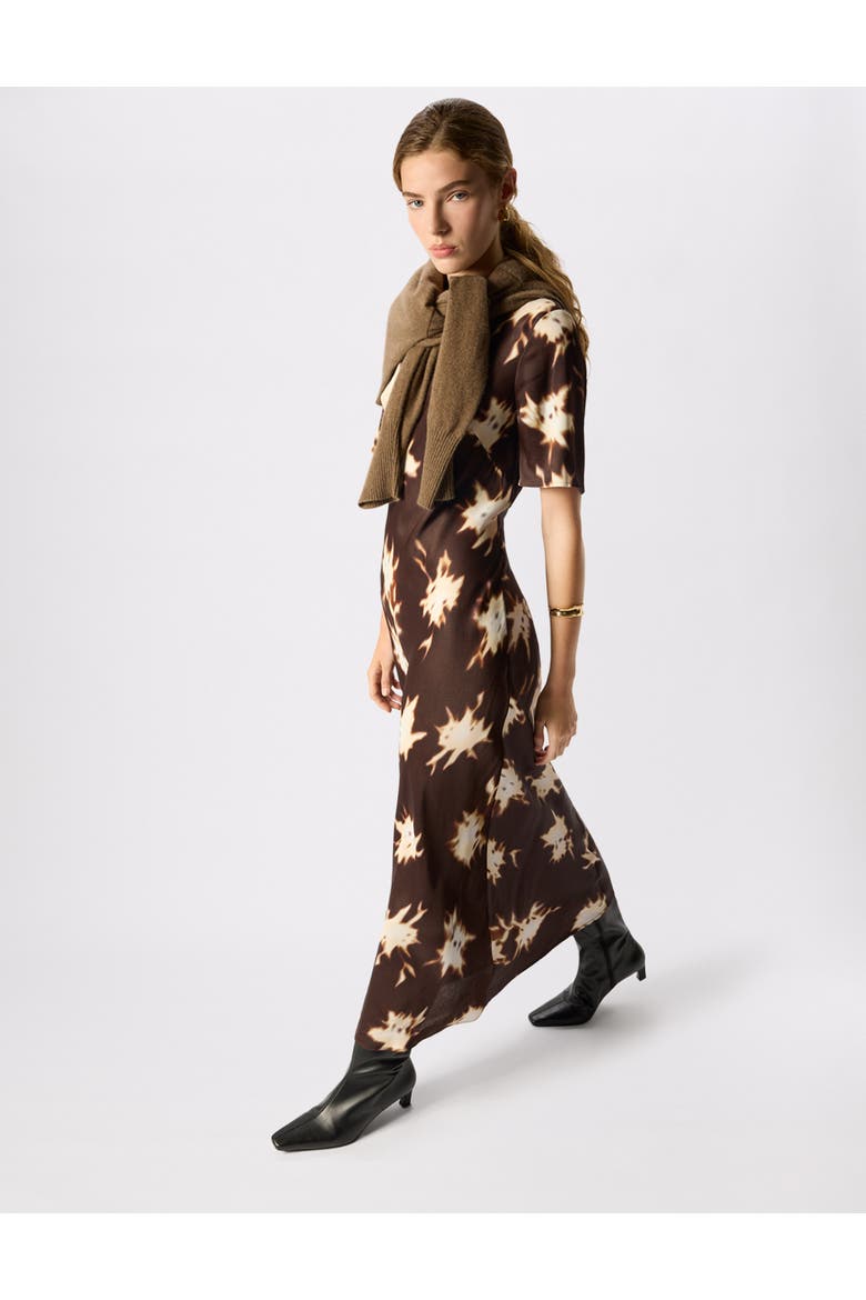 Shadow Midi Dress, Alternate, color, Brwn/Multi