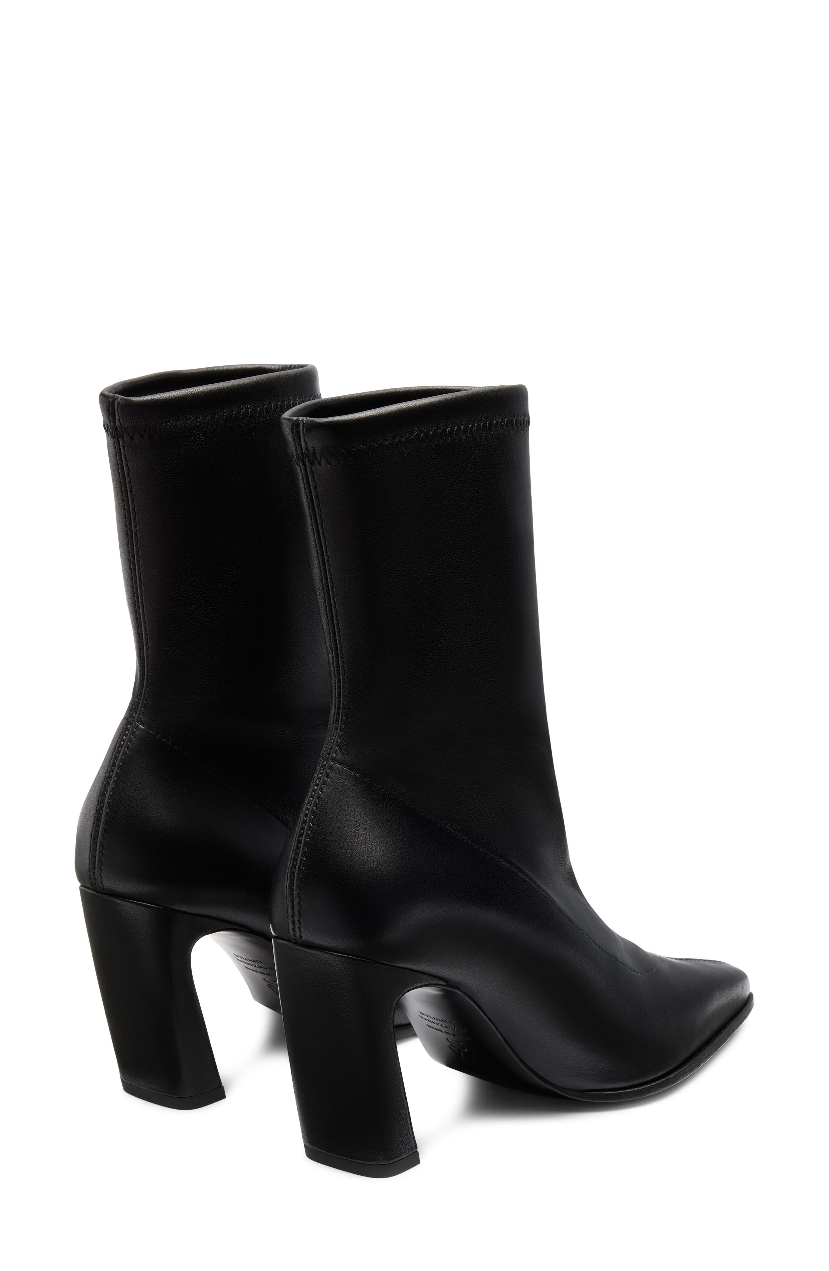 Stassi Stretch Leather Bootie, Alternate, color, BLACK