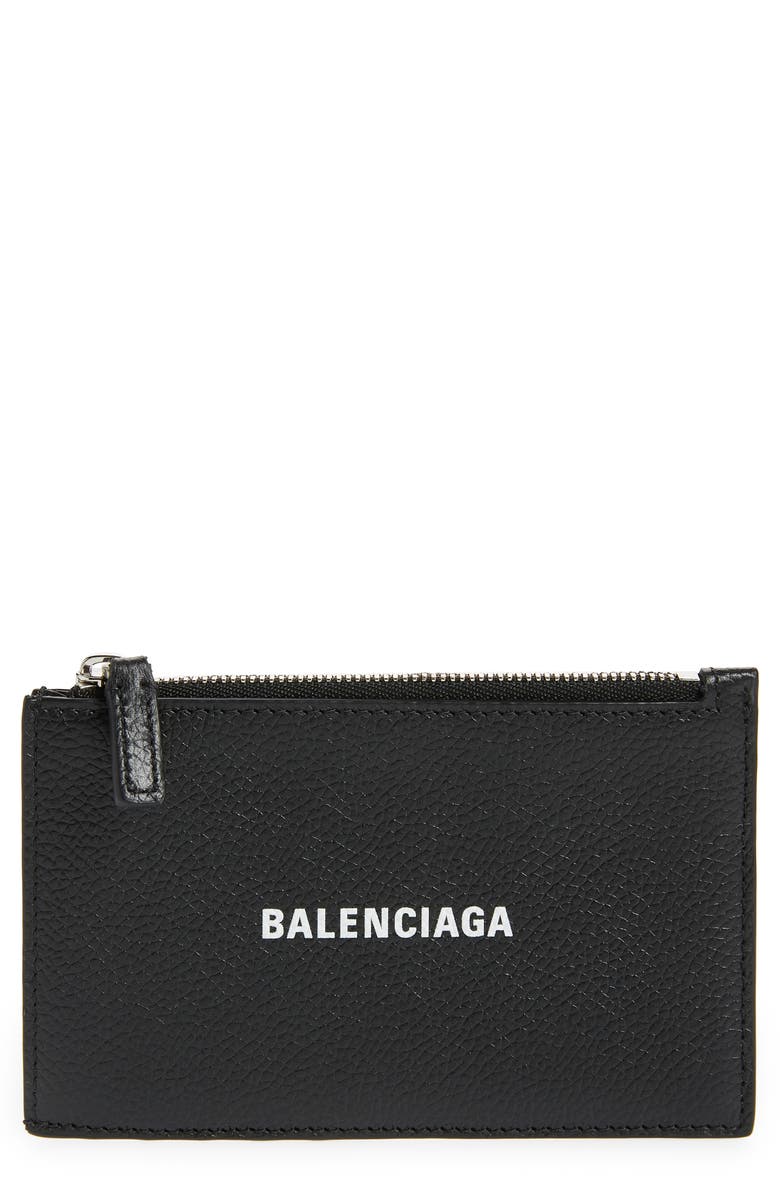 Balenciaga Classic Zip Leather Card Case, Main, color,