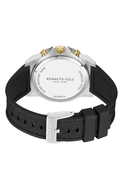 Kenneth Cole New York The Hollis Chronograph Mixed Media Strap Watch, 45mm In Metallic