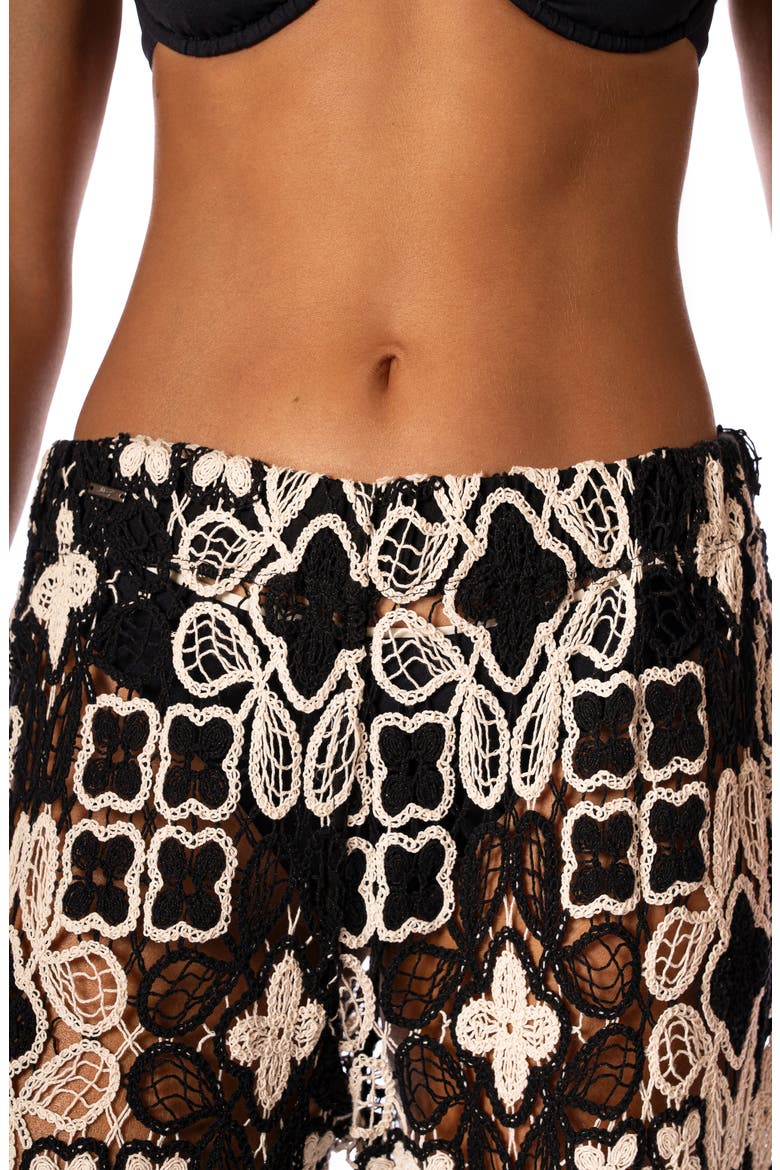 Raisin Floral Crochet Cover-Up Pants, Alternate, color, BLACK