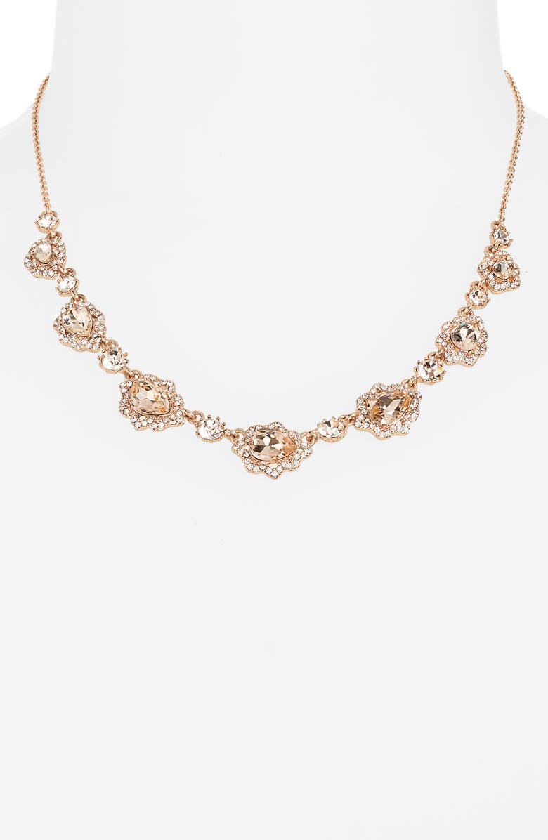 Marchesa Pear Crystal Halo Frontal Necklace, Alternate, color, 