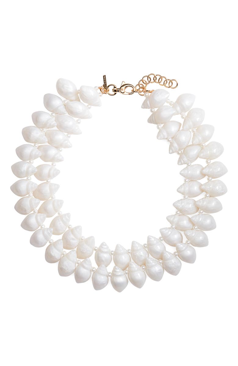 Lele Sadoughi Layered Conch Shell Necklace, Main, color, White