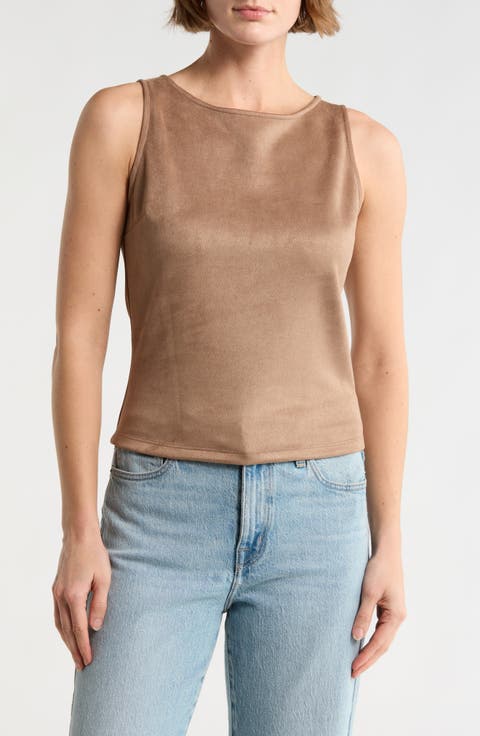 Faux Suede Sleeveless Top