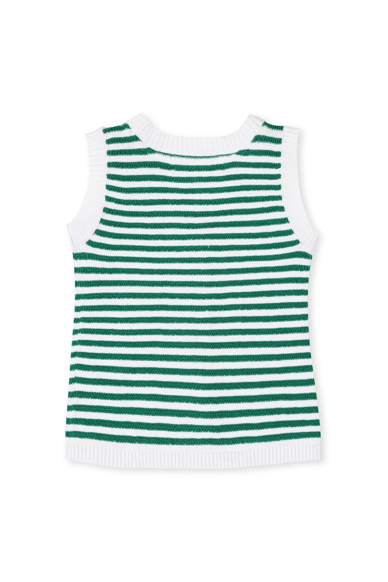Kids' Organic Button Front Sweater Tank with Bows, Alternate, color, Kelly Green Stripe