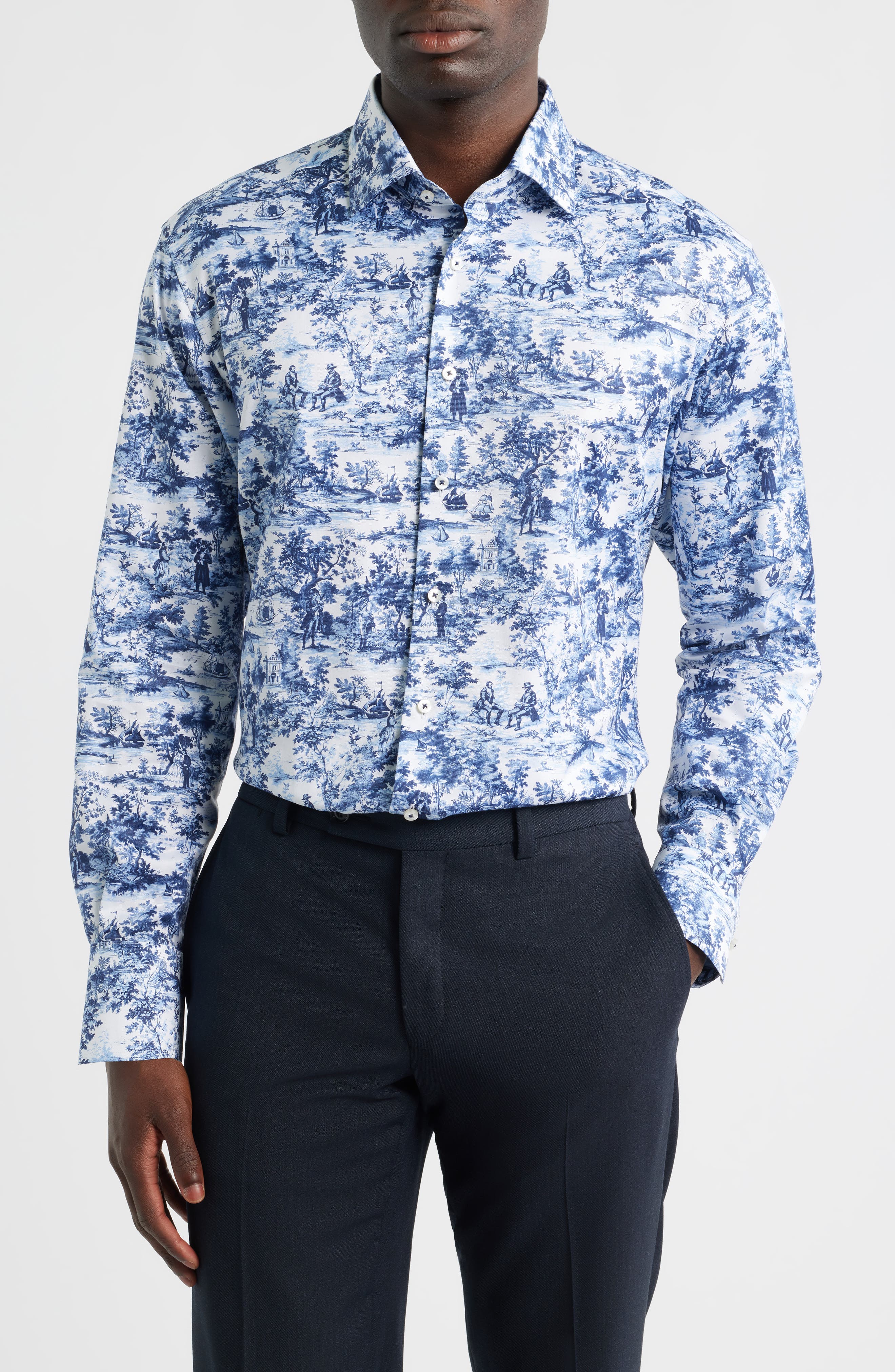 Modern Fit Toile Non-Iron Cotton Dress Shirt