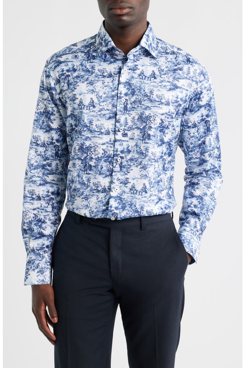 Modern Fit Toile Non-Iron Cotton Dress Shirt, Main, color, BLUE GREY