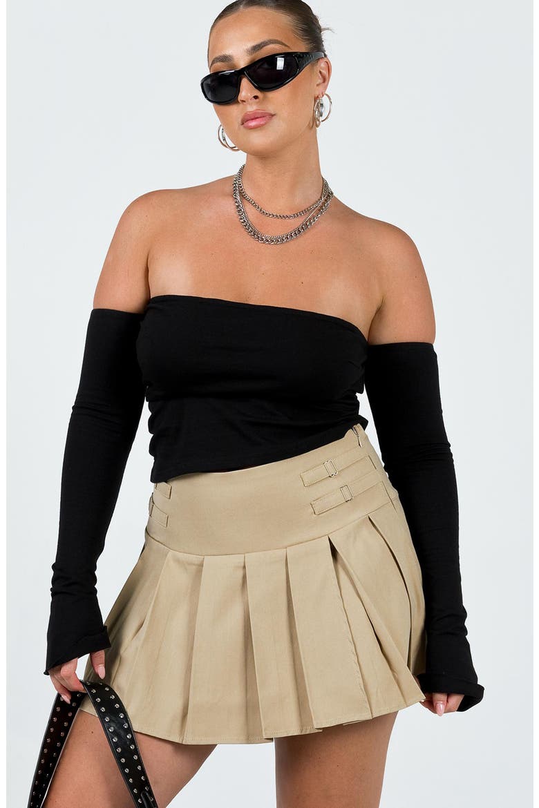 Cartwright Pleated Miniskirt, Alternate, color, BEIGE
