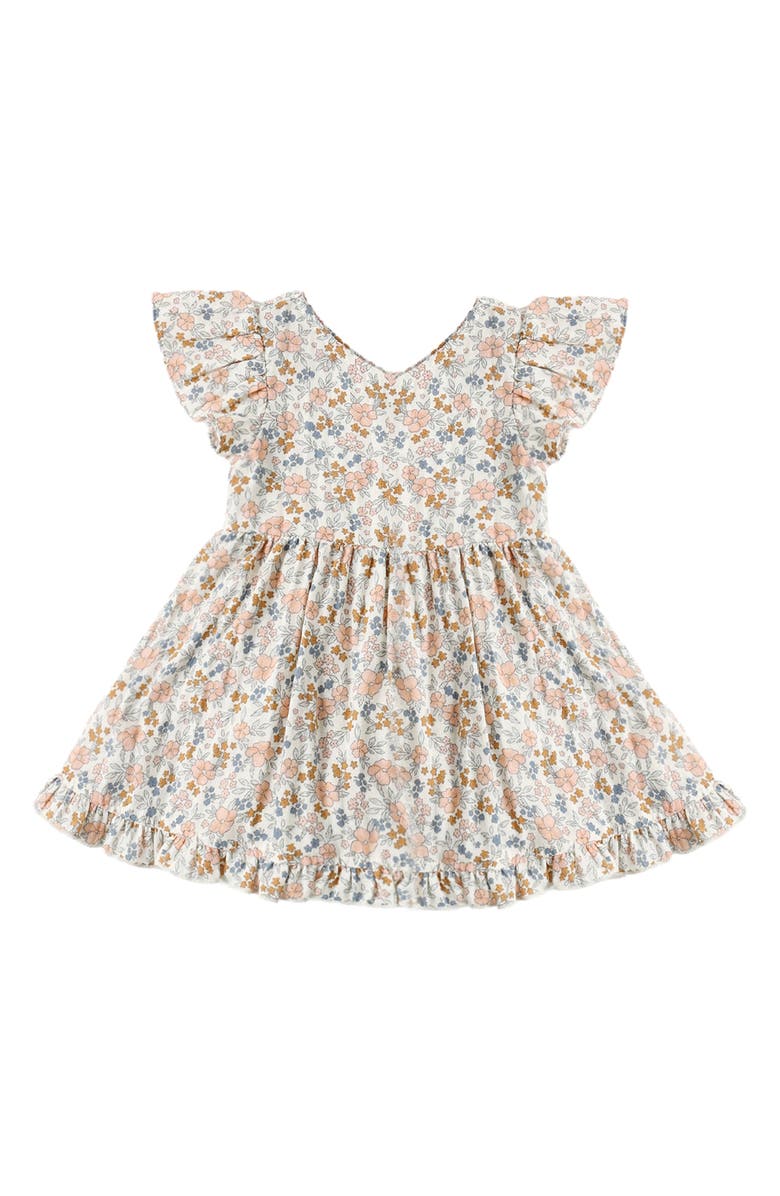 Rylee + Cru Lila Floral Print Cotton Skirted Romper, Alternate, color, Ivory