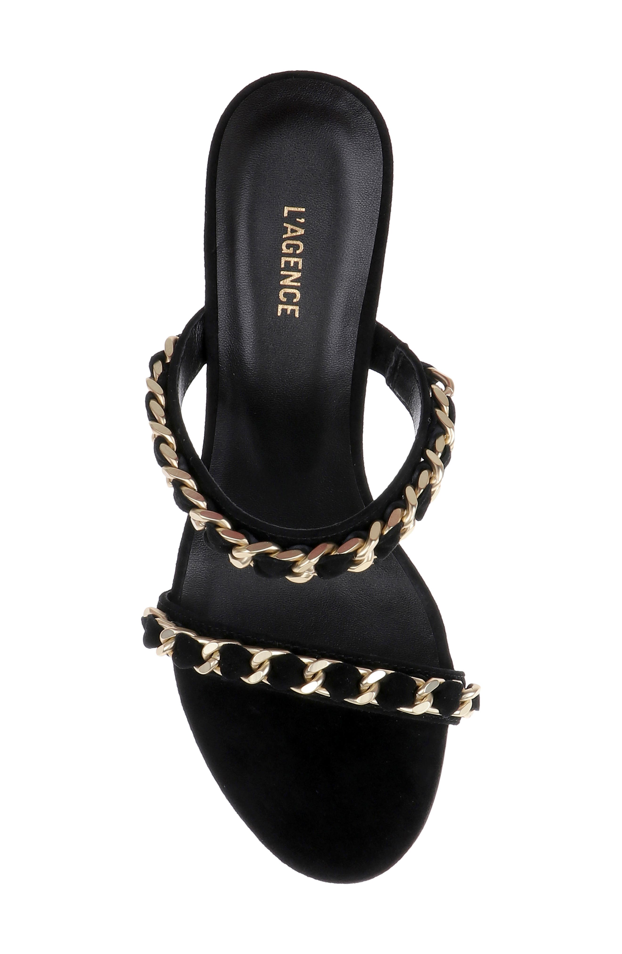 L'AGENCE Sarika Two-Strap Sandal, Alternate, color, Black Suede