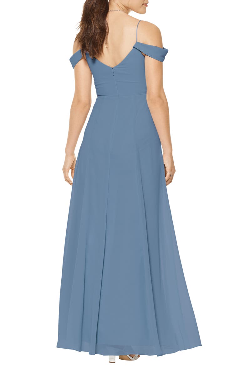 #Levkoff Cold Shoulder A-Line Chiffon Gown, Alternate, color, 