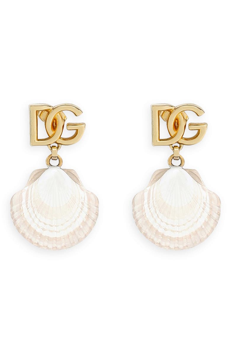 Dolce&Gabbana DG Logo Shell Drop Earrings, Main, color, 
