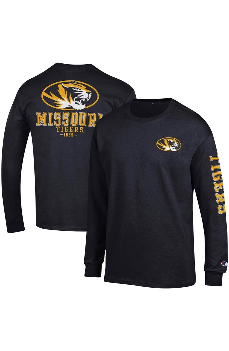 Champion Men's Champion Black Missouri Tigers Team Stack Long Sleeve T-Shirt, Main, color, Black