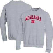 Champion Men's Champion  Heather Gray Nebraska Huskers Arch Over Logo Pullover Sweatshirt