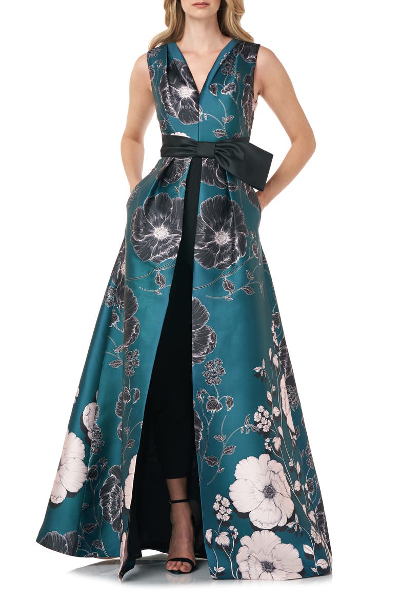 Jacquard Maxi Romper, Main, color, TEAL MULTI